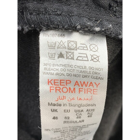 Man Boohoo Man Denim Buttonfly Jeans Men's Size 46x30 Black Dark Wash Distressed - Picture 12 of 14